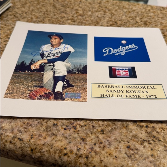 Dodgers legend Sandy Koufax autographed photo matted